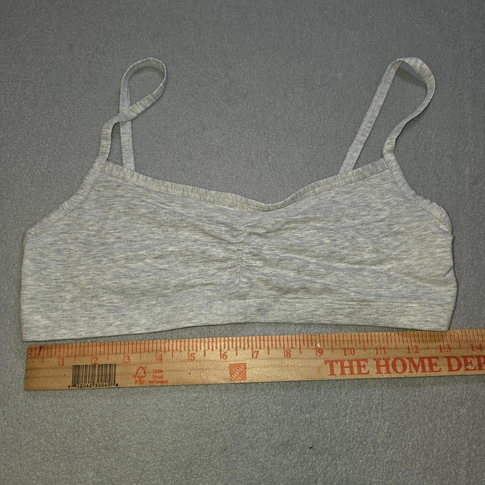 Bestform Bralette Size 36 Gray Heather Cami Bra Ruched‎ Front Lounge Soft